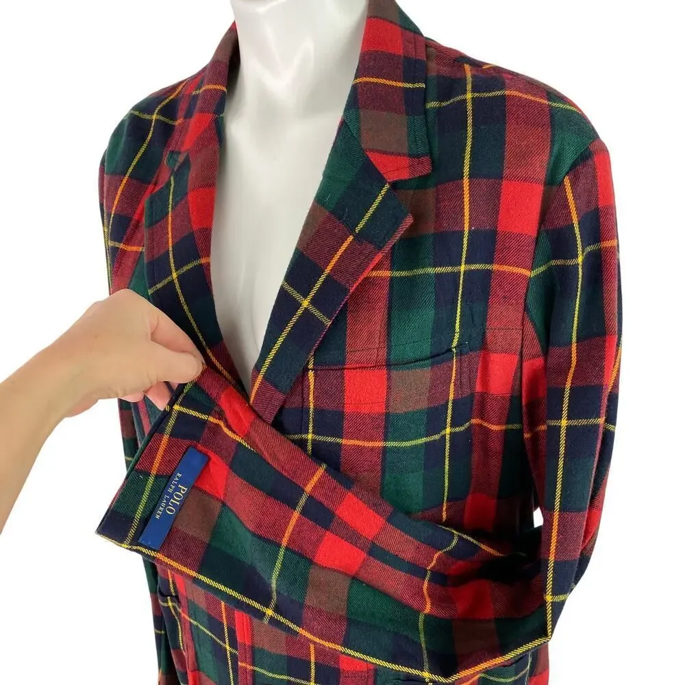 Polo Ralph Lauren Blazer Jacket Plaid Cotton Ultra Lightweight Men's Size XL